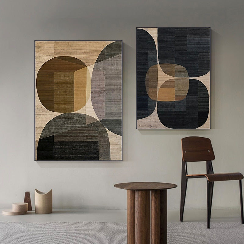 Abstract Brown Geometric Color Combination Canvas Art