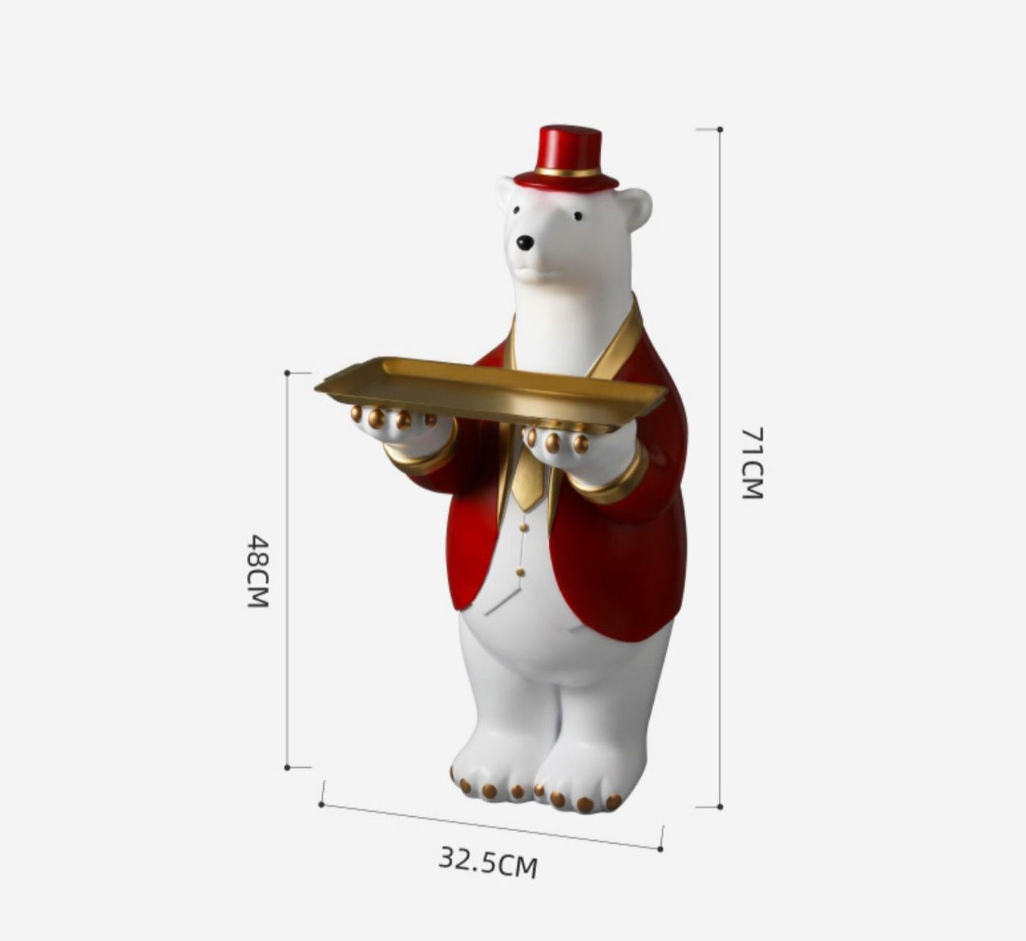 Polar Bear Bell Boy Hotel Statue with Tray