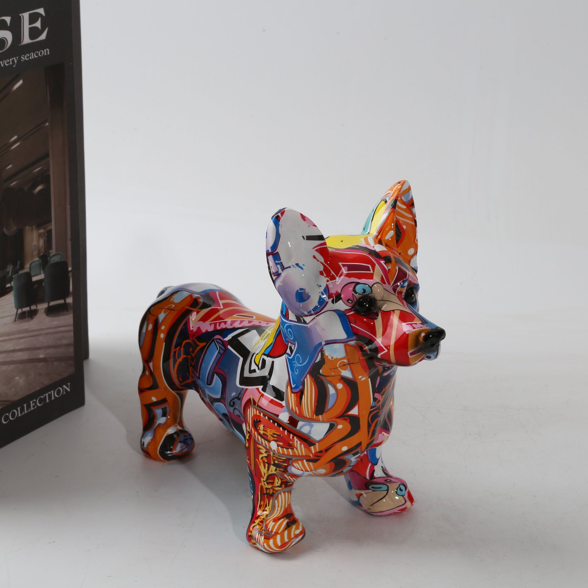 Graffiti Corgi Resin Statue