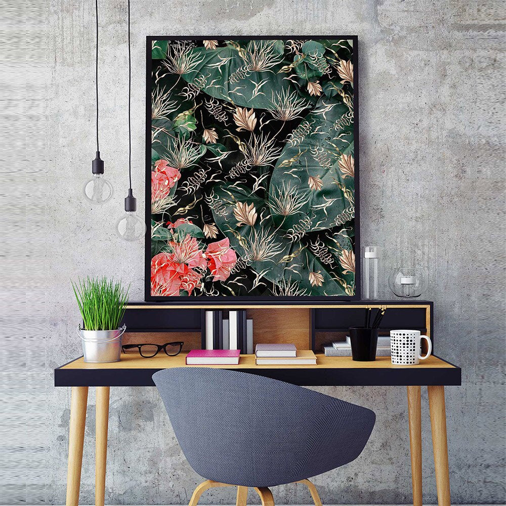 Luxurious Leaves and Flowers Canvas Art