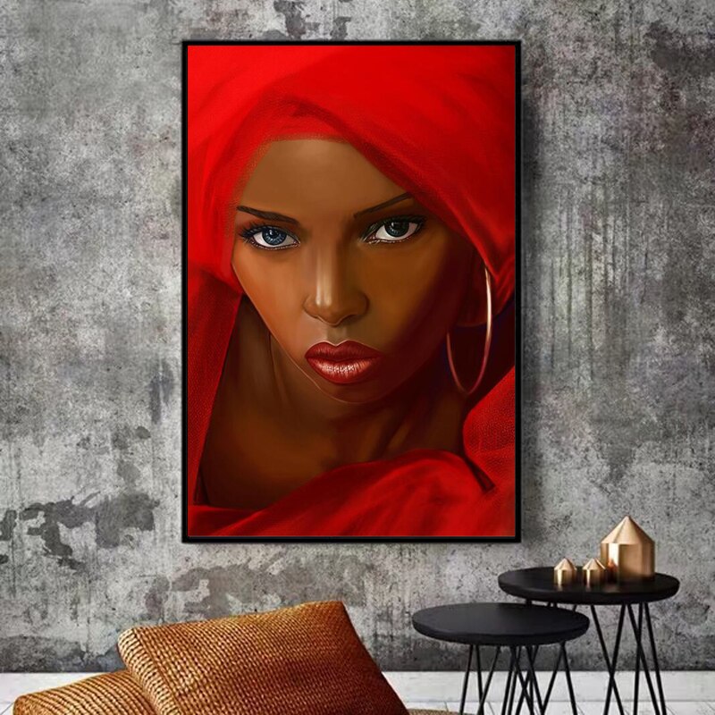 Red scarf African Women Canvas Art