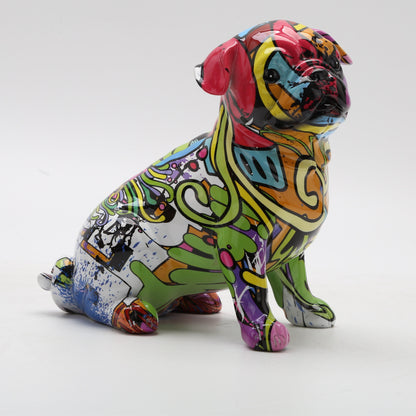 Graffiti Pug Resin Statue