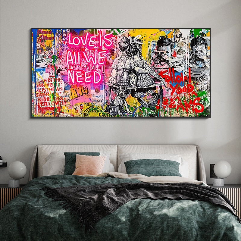 Love Is All We Need Graffiti Canvas Art