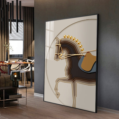 Brown and Gold Luxurious Horse Canvas Art