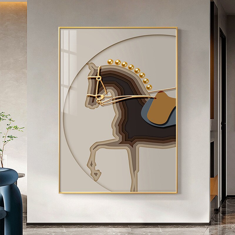 Brown and Gold Luxurious Horse Canvas Art