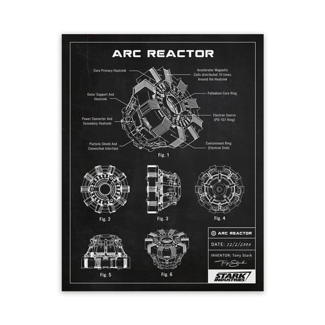 Arc Reactor Blueprint Canvas Art