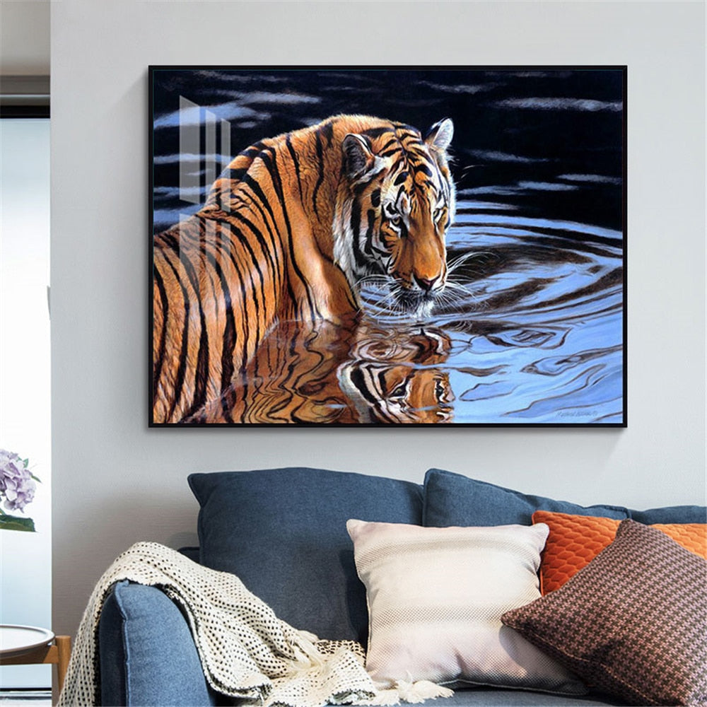 Tiger Lion Wolf Close Up Canvas Art