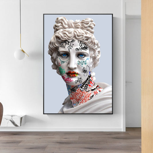 Funny David Statue Canvas Art