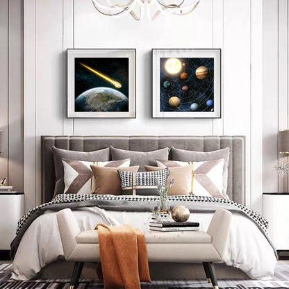 Starry Sky Night Astronaut Planet Canvas Art