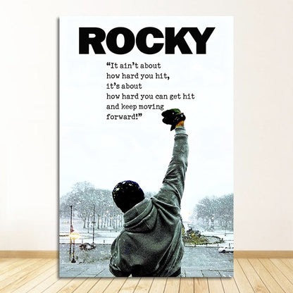 Black and White Rocky Balboa Boxing Quotes Canvas Art