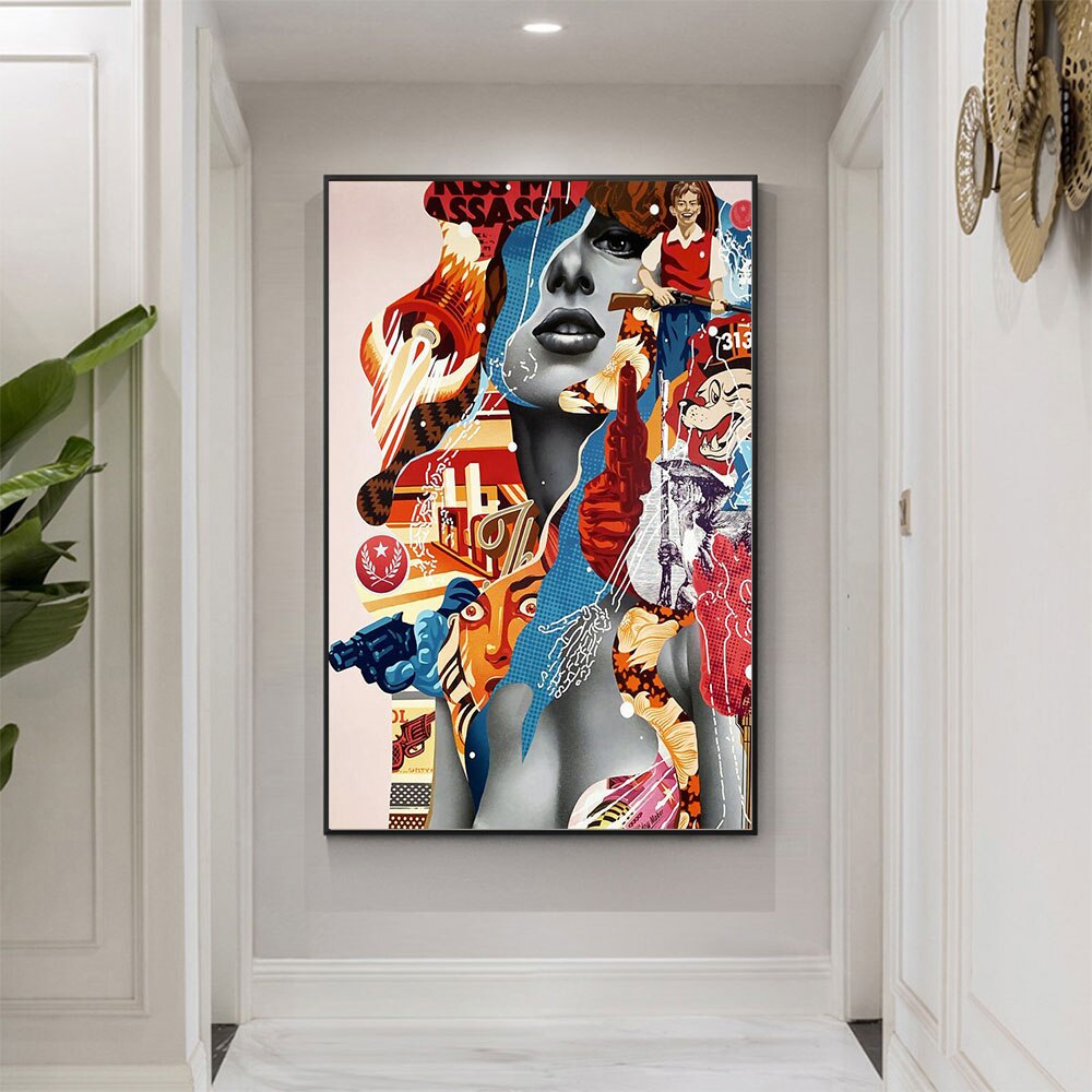 Abstract Sexy Girl Flower Head Canvas Art