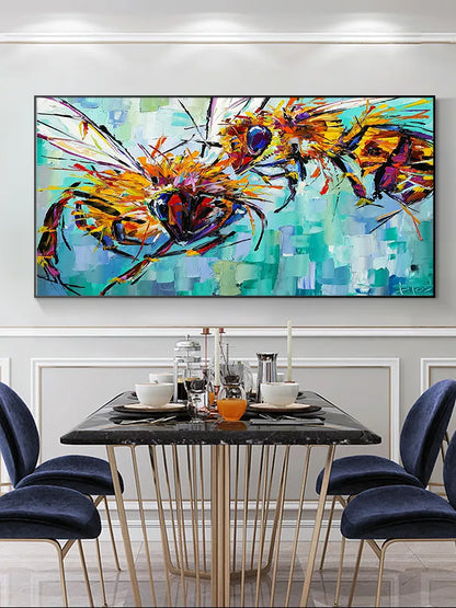 Two Bees Oil Painting Wall Art Canvas