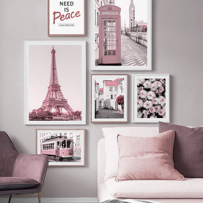 Pink European Cities Canvas Art