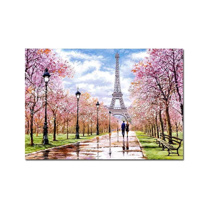 Couple Paris Eiffel Tower Canvas Art