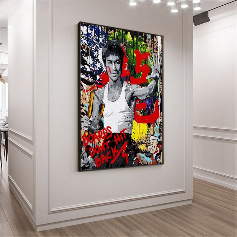 Bruce Lee Nunchaku Graffiti Canvas Art