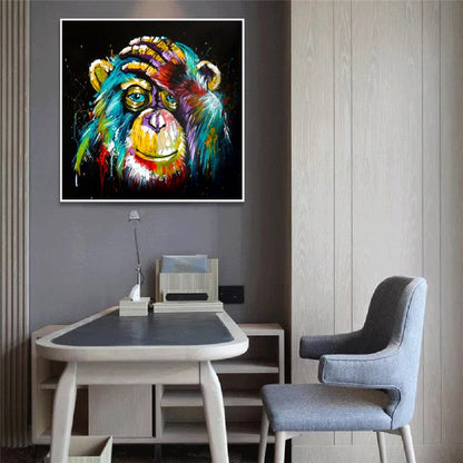 Watercolor Thinking Monkey Wall Art Canvas