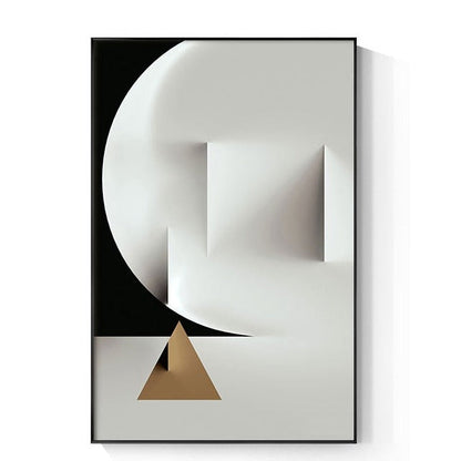 Modern White Abstract Geometric Canvas Art