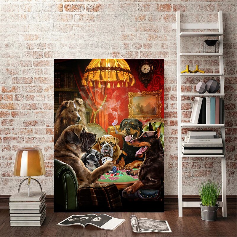 Dogs Playing Poker Canvas Art