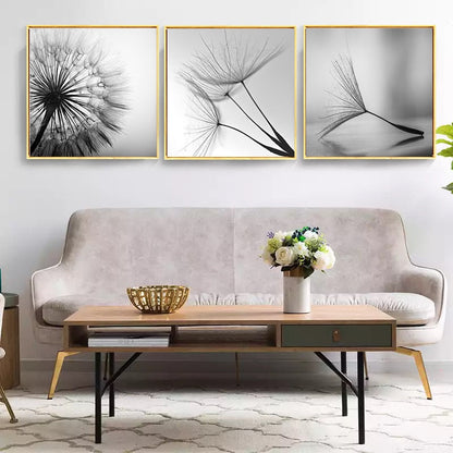 Black and White Dandelion Flower Art