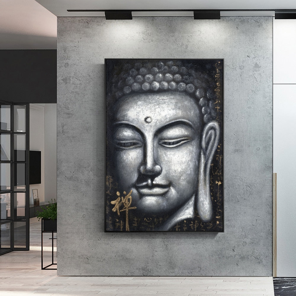 Sliver Buddha Oil Painting Canvas Art