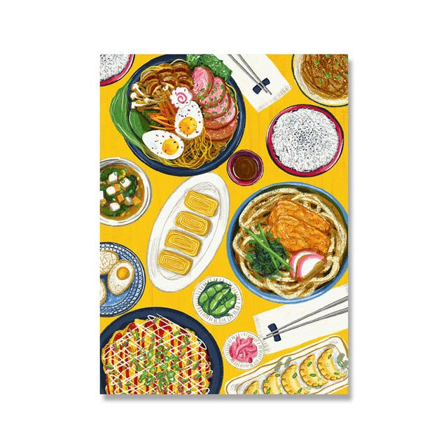 Japanese Chinese Korean Food Canvas Art