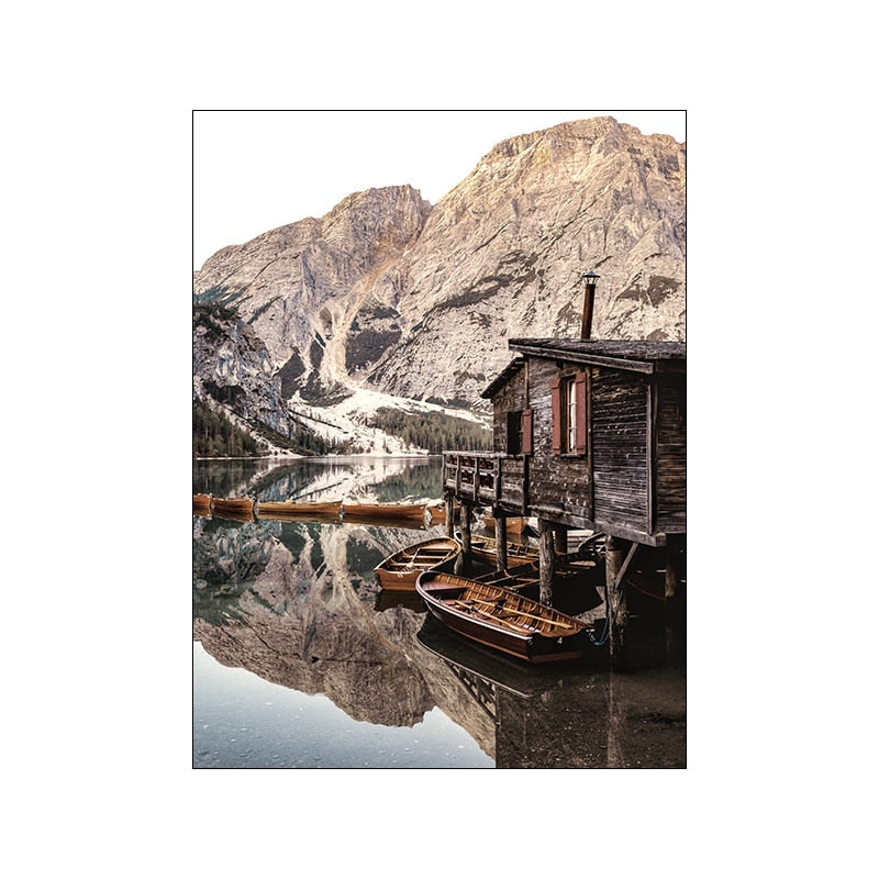 Autumn Lake House Canvas Art