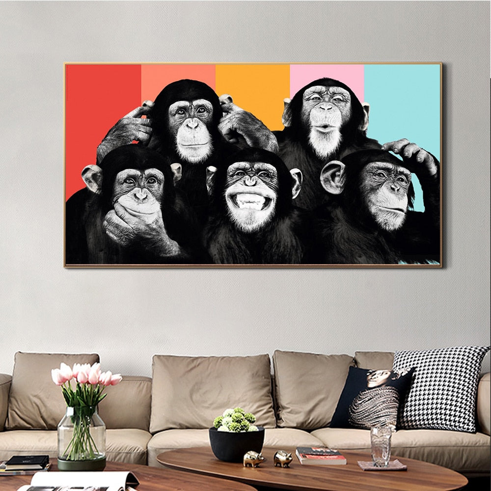 Funny Monkeys Graffiti Canvas Art