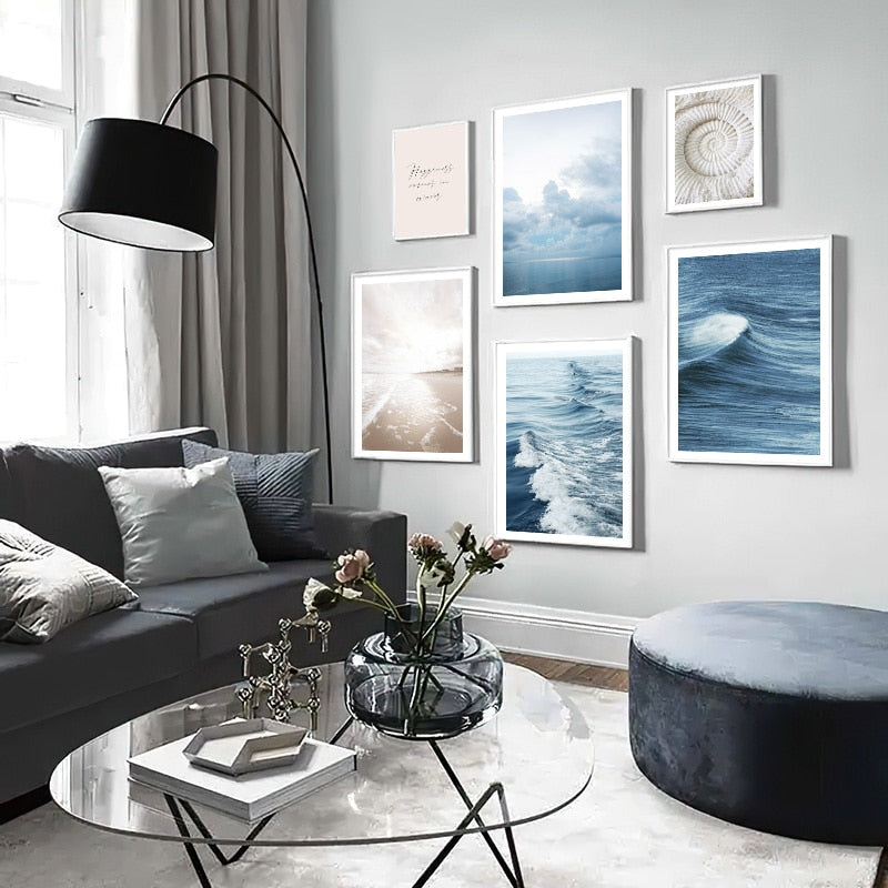 Blue Ocean Sea Wave Landscape Canvas Art