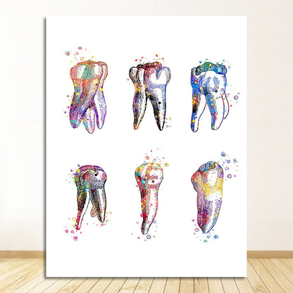 Watercolor Dental Art Tooth Canvas