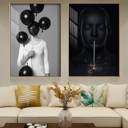 Black and White Balloon Fashion Canvas Art