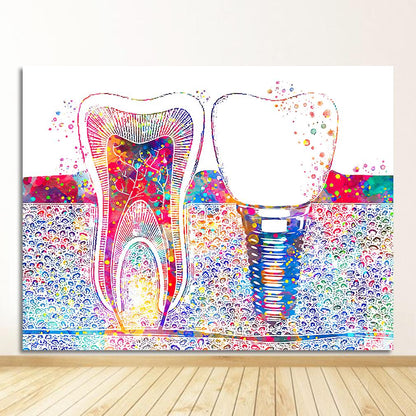 Watercolor Dental Art Tooth Canvas