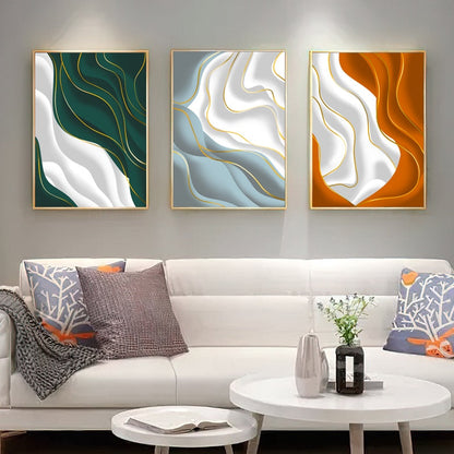 Abstract White Golden Streamline Canvas Art