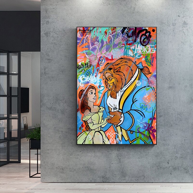 Graffiti Beauty And The Beast Canvas Art