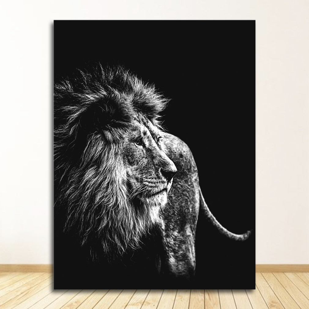 Black and White Animal Wall Art Canvas