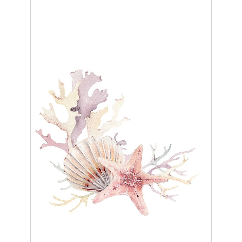 Watercolor Starfish Marine Canvas Art