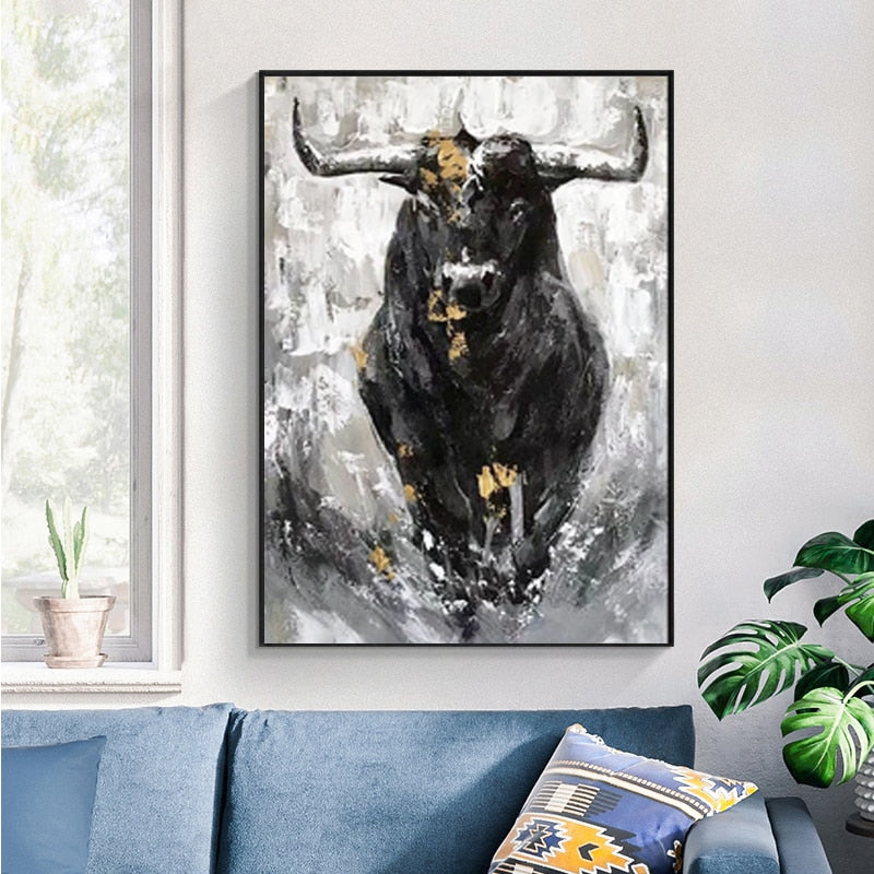 Black Bull Canvas Art