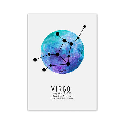 12 Constellations Zodiac Planet Canvas Art