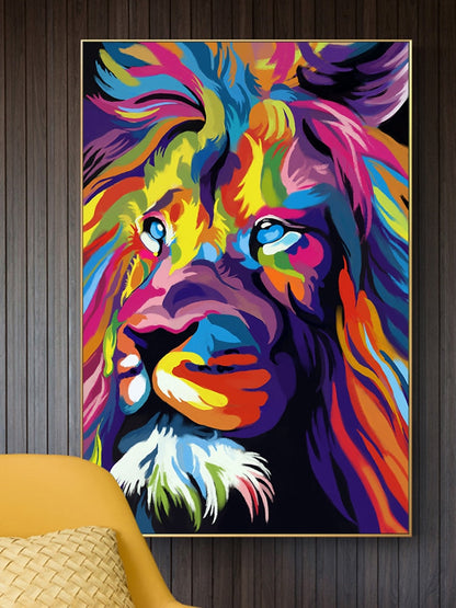 Colorful Lion Head Canvas Art