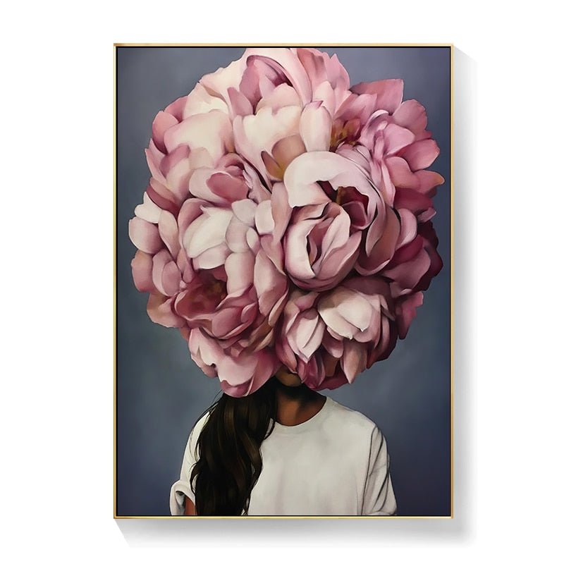 Lady Head Flower Canvas Art