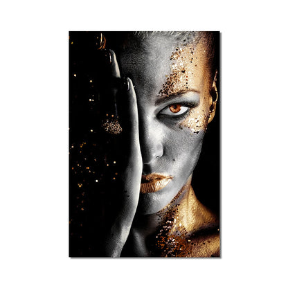 African Black and Gold Woman Canvas Art