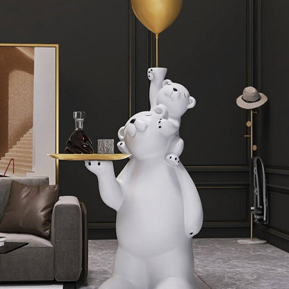 Polar Bear Cub Balloon Tray Statue