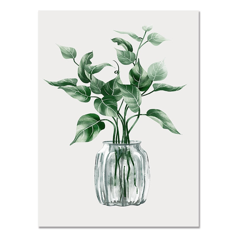 Simple Green Plant Canvas Art