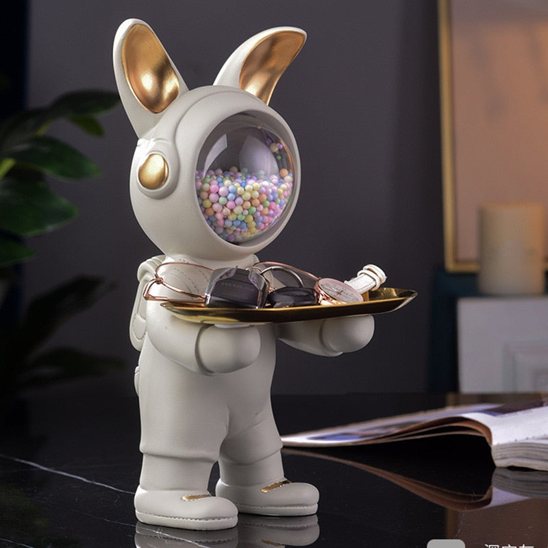 Rabbit Astronaut Tray Statue