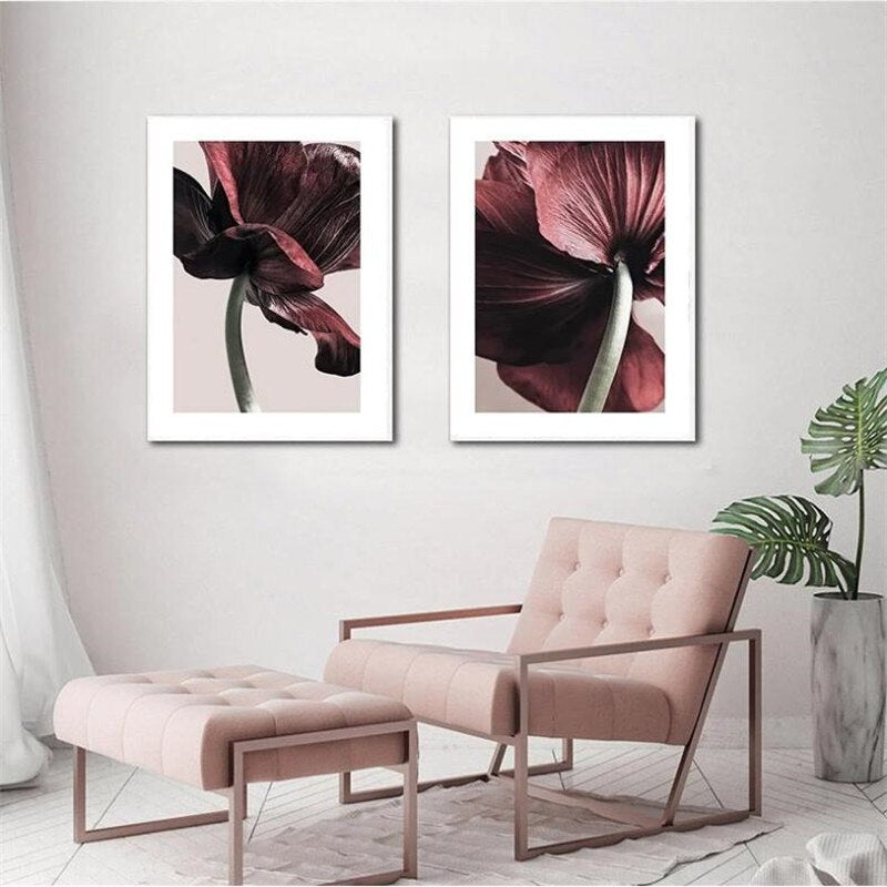 Red Flower Peony Rose Canvas Art