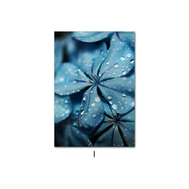 Blue Plants And Flower Canvas Art