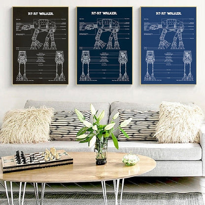 AT-AT Walker Star Wars Blueprint Canvas Art