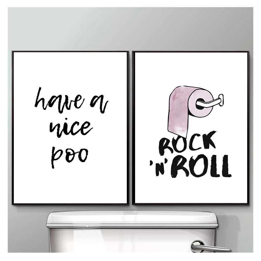 Rock and Roll Have A Nice Poo Bathroom Canvas Art