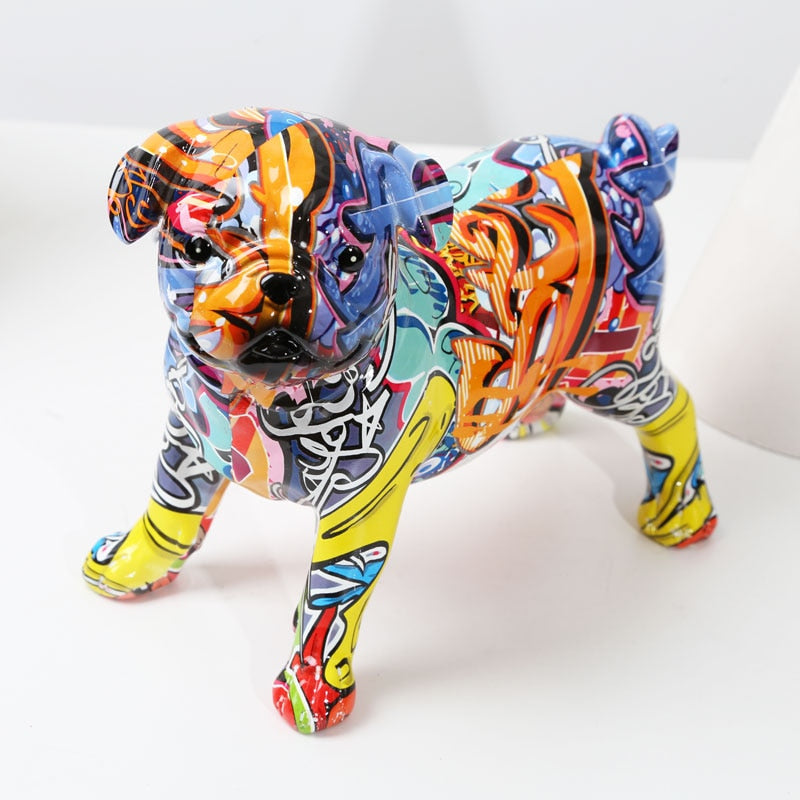 Graffiti Pug Resin Statue