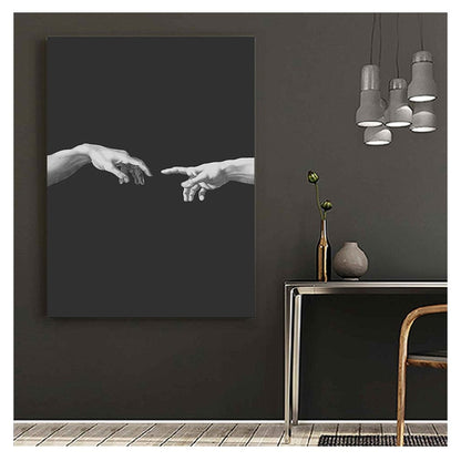 Creation Of Adam by Michelangelo Black and White Canvas Art