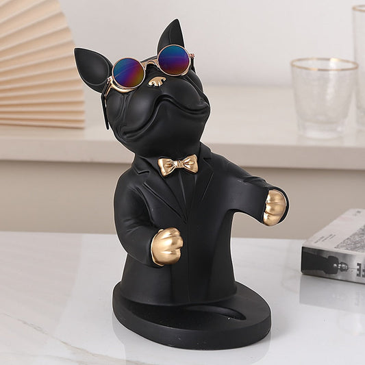 Bulldog Wine Holder Statue